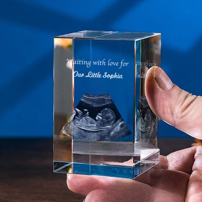 Gepersonaliseerde 3D-kubus kristal foto uploaden foetale echografie foto's verrassingscadeaus voor nieuwe ouders