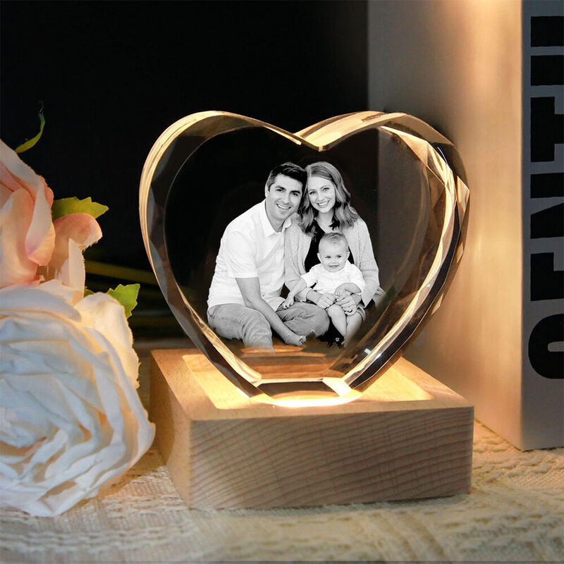Personalized Crystal Photo Frame with Light Base Custom Photos for Multi-occasion Gift