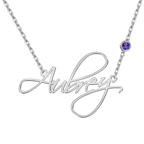 Collar con nombre personalizado con piedra de nacimiento