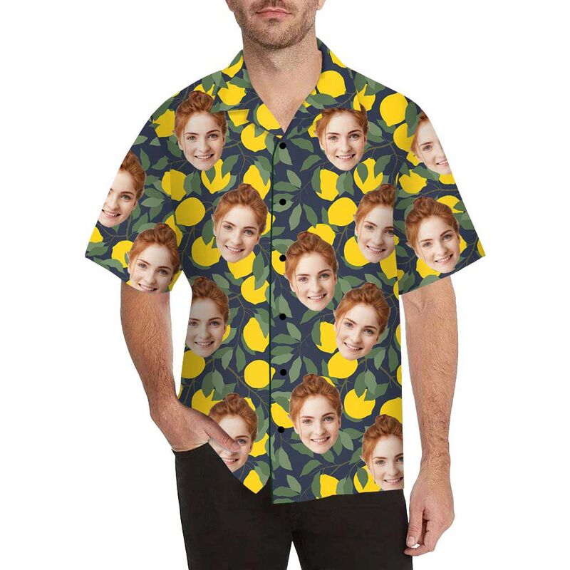 Custom Face Lemon Tree Men's All Over Print Hawaiian Shirt