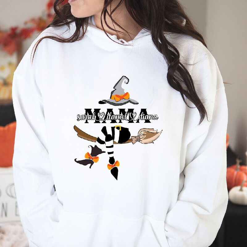 Personalized Name Hoodie with Witch Pattern Stylish Gift for Women