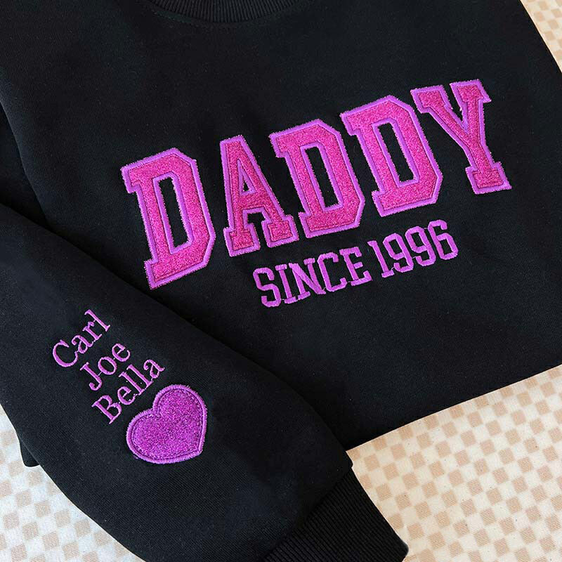 Personalisiertes Sweatshirt bestickt Papa mit benutzerdefinierten Glitter Design Attraktives Geschenk für den Vatertag