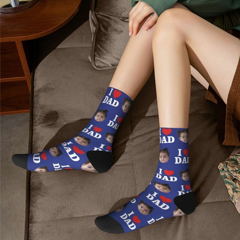 Calcetines con Cara Personalizados «I Love Dad» Regalo de Papá para el Día del Padre