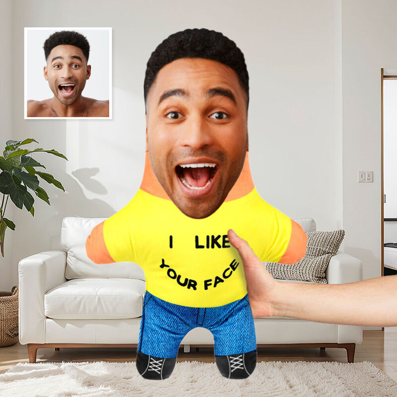 Custom Face Pillow "I like Your Face" Face Doll Anniversary Gift for Couples