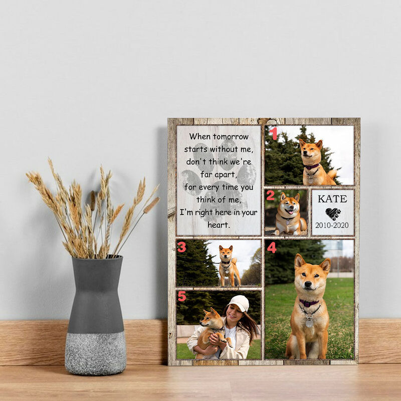 Personalized Picture Canvas Wall Art with Heart Pattern Best Present for Pet Lover