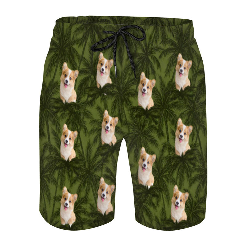 Shorts de playa personalizados con estampado de palmeras para hombre. Un regalo sencillo para tus amigos.
