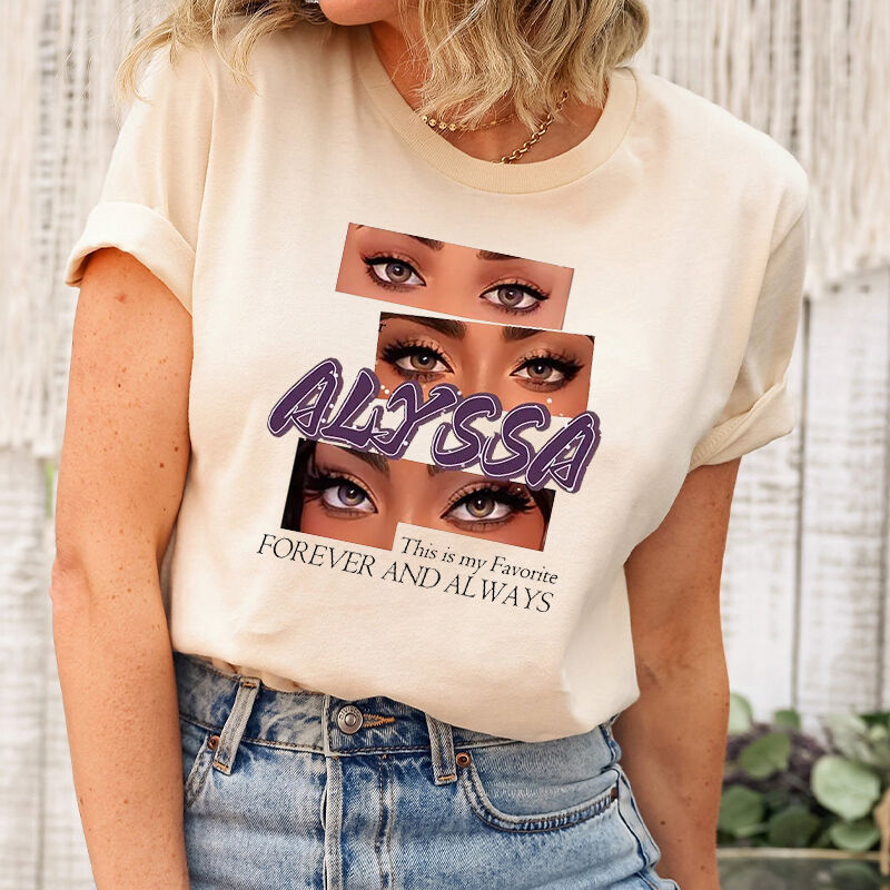 オーダーメイド Tシャツ 名入り 文字入り 目の写真入り ヴィンテージ 漫画風デザイン ギフト