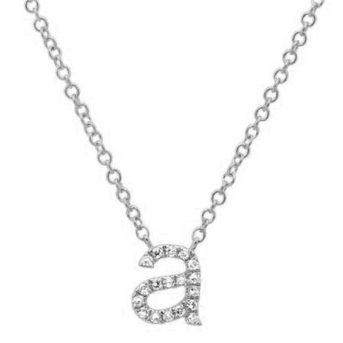 Personalized Initial Pendant Lowercase Letter Diamond Necklace