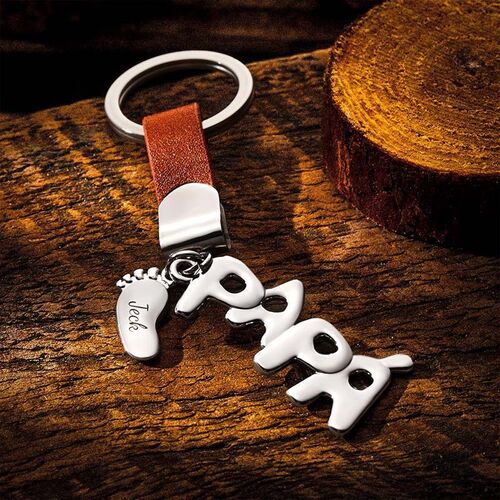 Personalized Papa Engraving Keychain Father’s Day Gift