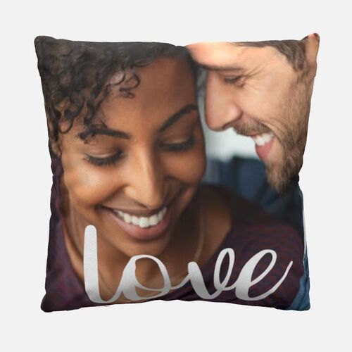 Custom Couple Photo Throw Pillow