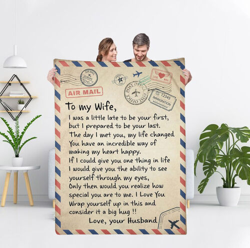 "I Love You" Personalized Love Mail Letter Blanket to Wife from Husband