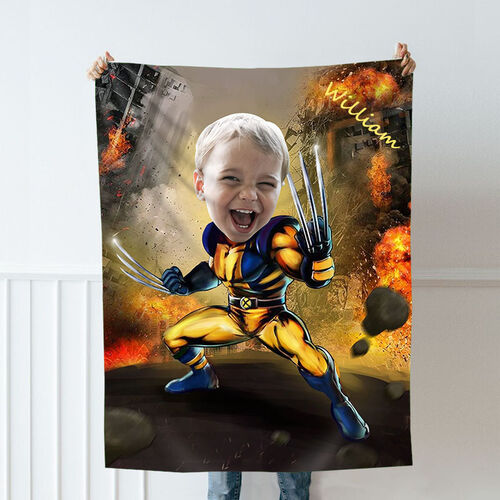 Personalized Custom Photo Blanket Cartoon Character Battlefield Ruin Background Coral Fleece Blanket Gift