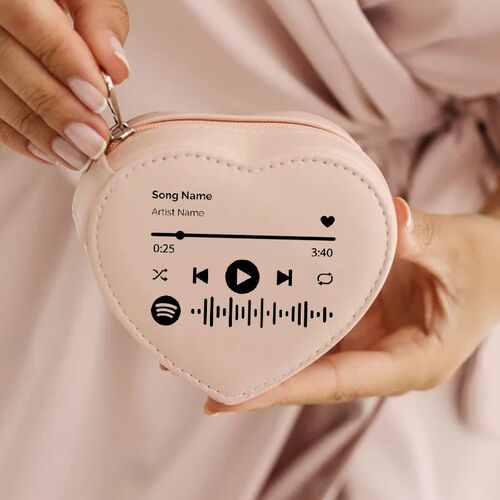 カスタマイズ ハート型 Spotify コード PUレザー ジュエリーボックス