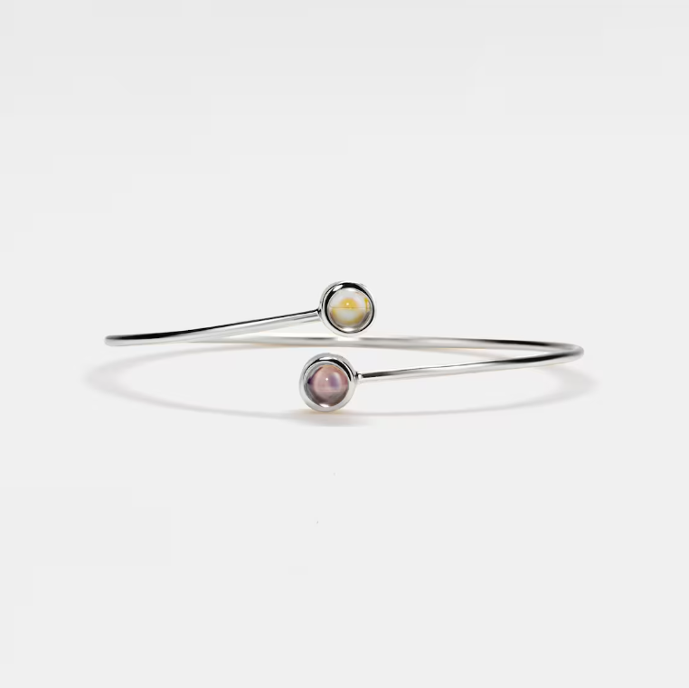 Personalized Projection Picture Bracelet With Round Pendant Simple Birthday Gift For Her