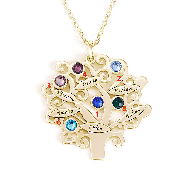 "Tree of Life" Personalized Necklace With Birthstone