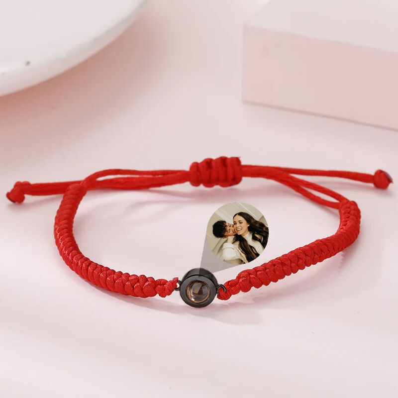 Sterling Silver Personalized Photo Projection Red String Bracelet Thoughtful Gift