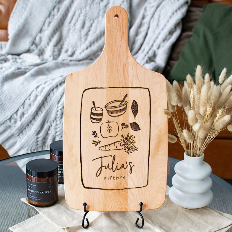 Personalized Name Charcuterie Board with Food Pattern Interesting Present