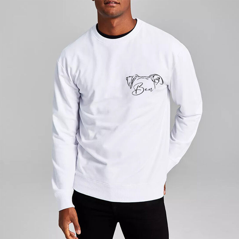 Sweatshirt personnalisé avec contour d'oreille et nom de l'animal de compagnie Cadeau attrayant pour l'amoureux de l'animal de compagnie