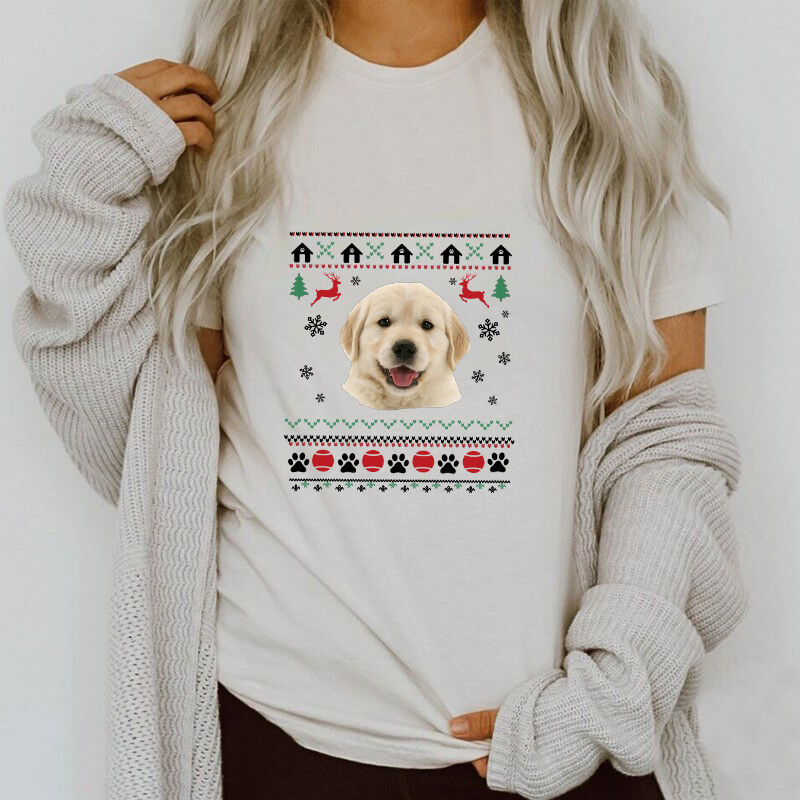 Personalized T-shirt with Custom Pet Picture Design Christmas Gift for Pet Loving Family