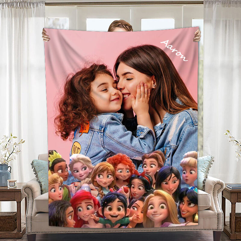 Personalized Photo Blanket With Princess Patterns In Multiple Styles Warm Christmas Gift For Mom