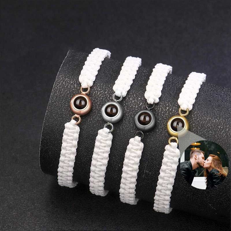 Personalized Braided White Rope Photo Projection Bracelet Sweet Cool ...