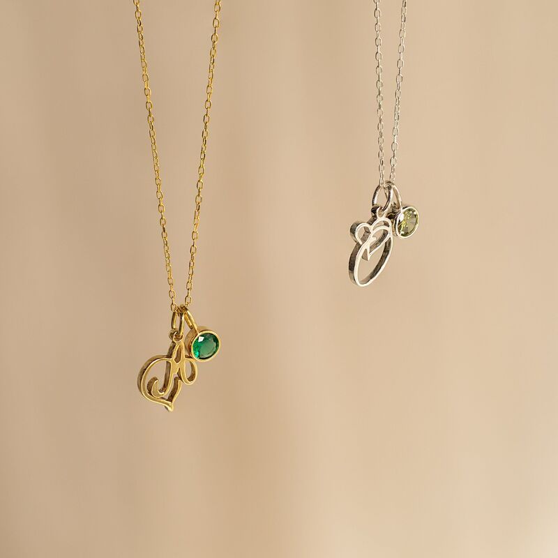 Personalized Letter Necklace With Birthstone Beautiful Gift For Her