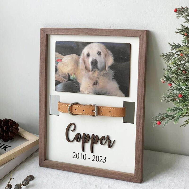 Personalized Pet Collar Photo Frame Memorial Gift For Pet Lovers