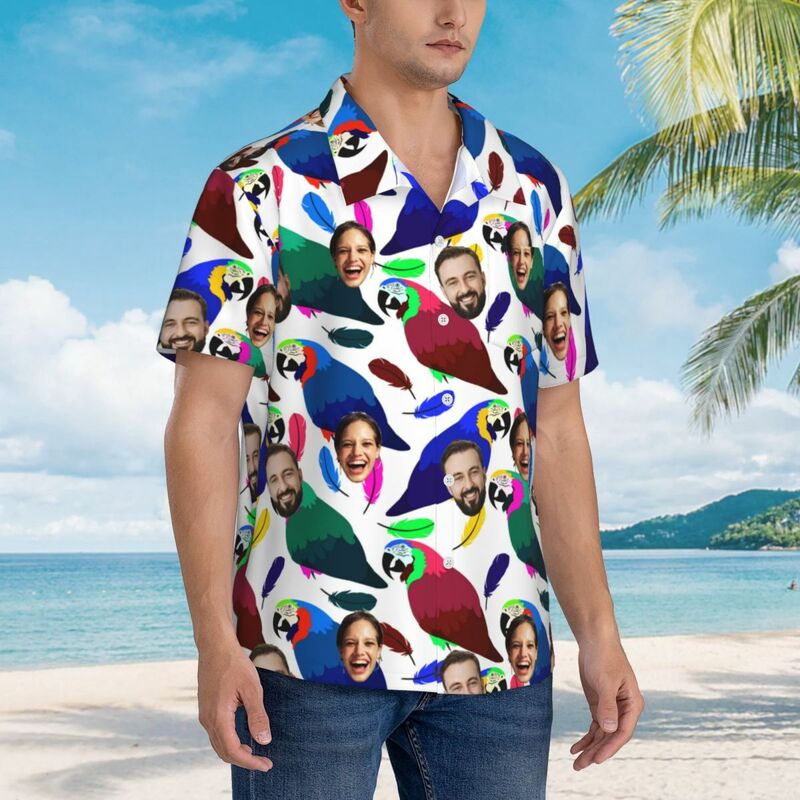 Personalisiertes Hawaiihemd mit Gesicht Unisex Tropisches Urlaubsgeschenk für Paare