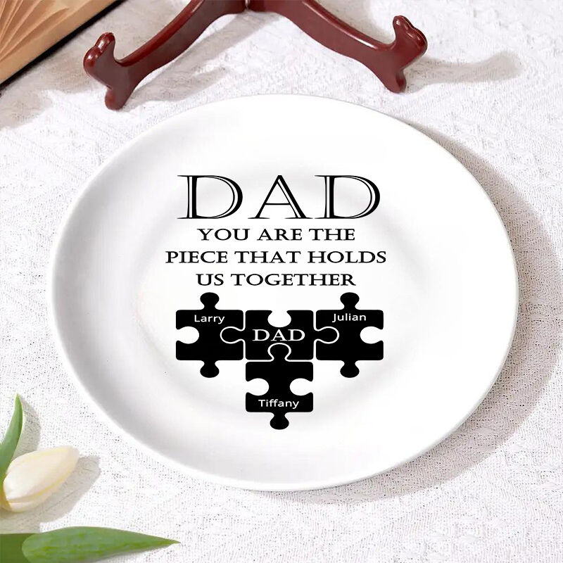 Personalized Name Puzzles Plate Creative Gift for Father's Day