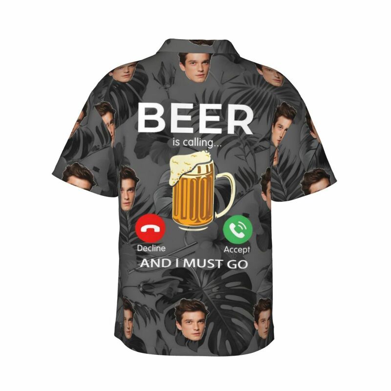 Personalized Hawaiian Shirt Funny Alcoholic Casual Beach Short Sleeve for Men