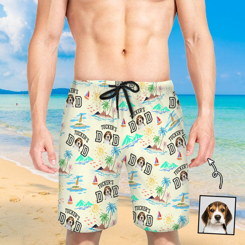 Pantaloncini da spiaggia da uomo personalizzati con foto e motivo a sole Regalo interessante per papà