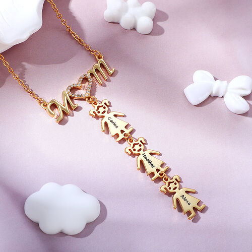 Collana Con Nome Personalizzata Con Mom E Bambini