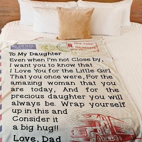 Personalized Air Mail Letter Blanket to Daughter from Dad Truck Driver