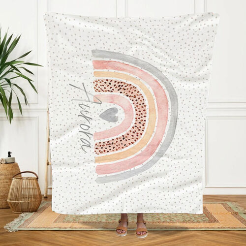 Watercolor Paint Rainbow with Personalize Name Blanket