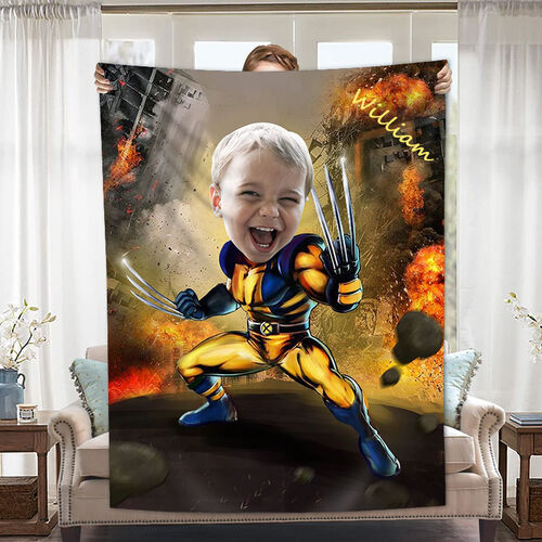 Personalized Custom Photo Blanket Cartoon Character Battlefield Ruin Background Coral Fleece Blanket Gift