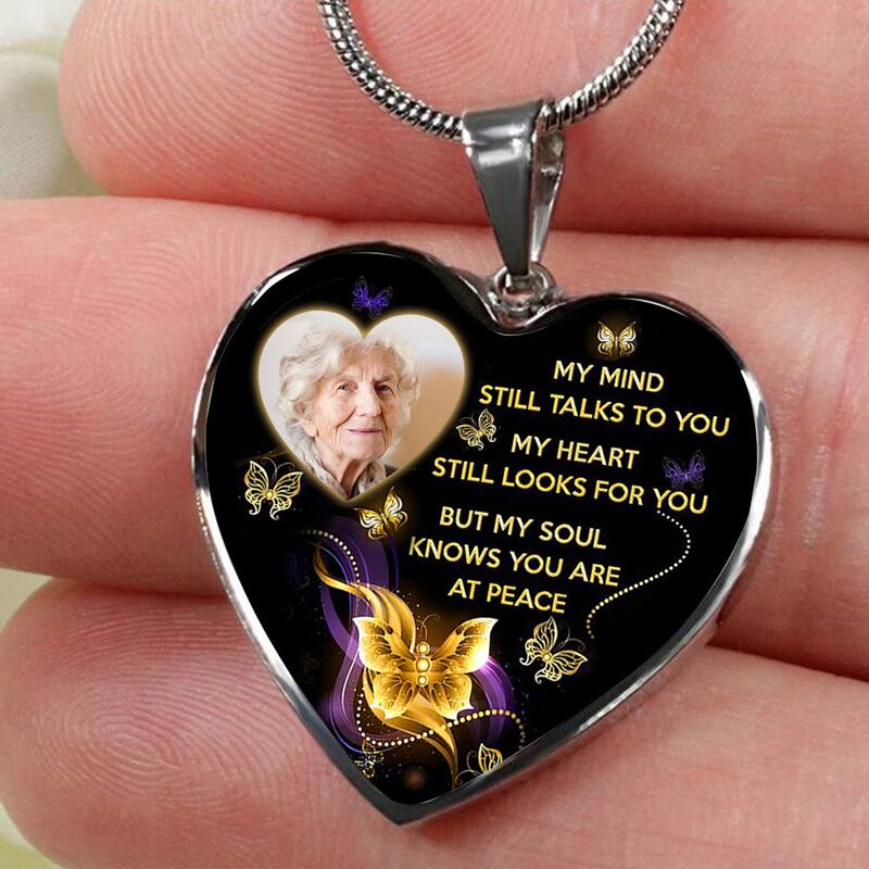 "My Mind Still Talks To You" Personalized Photo Necklace