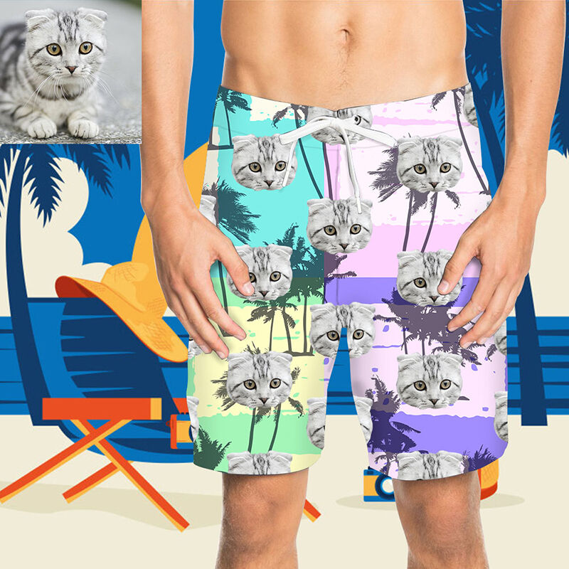 Custom Face Palm Men's Beach Shorts