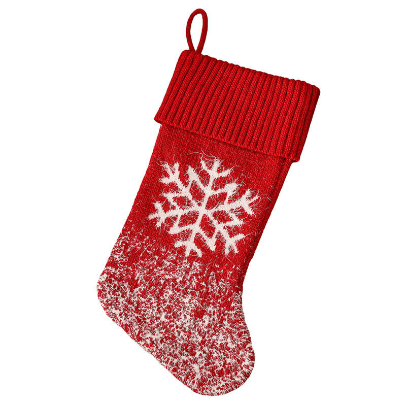 Bas de Noël personnalisés en tricot avec flocon de neige rouge et nom personnalisé
