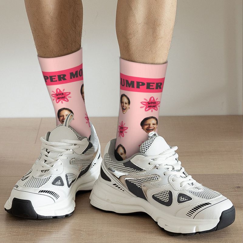 Cara personalizada agregar fotos calcetines para el Día de la Madre