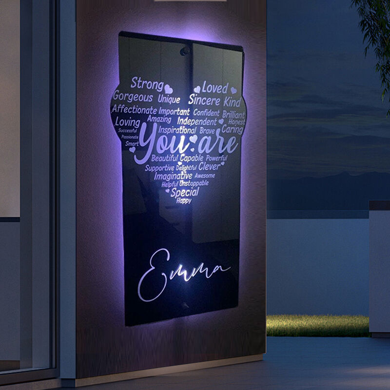 Personalized Led Mirror Light Customized Name Warm Gift For Yourself