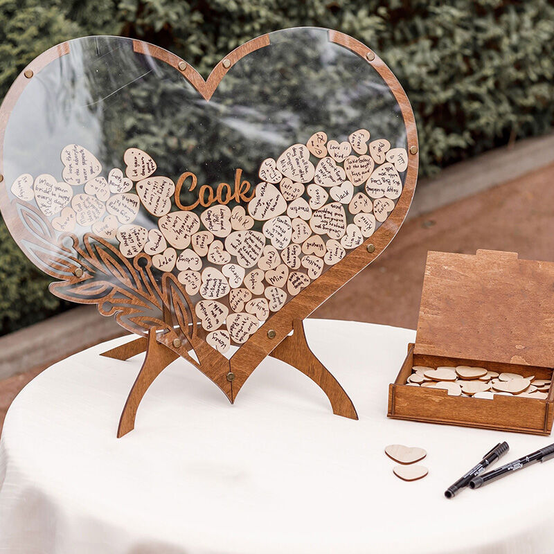 Libro de Invitados de Boda de Madera Personalizado en Forma de Corazón Regalos de Boda