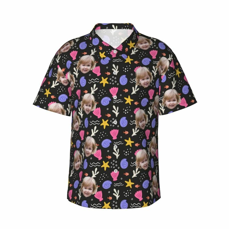 Camisa hawaiana personalizada con estampado de conchas para papá