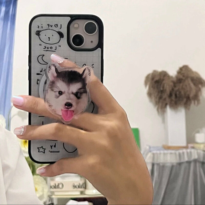 オリジナル 犬 猫 ペット 写真 スマホ グリップ アクリル スマホスタンド アクセサリー