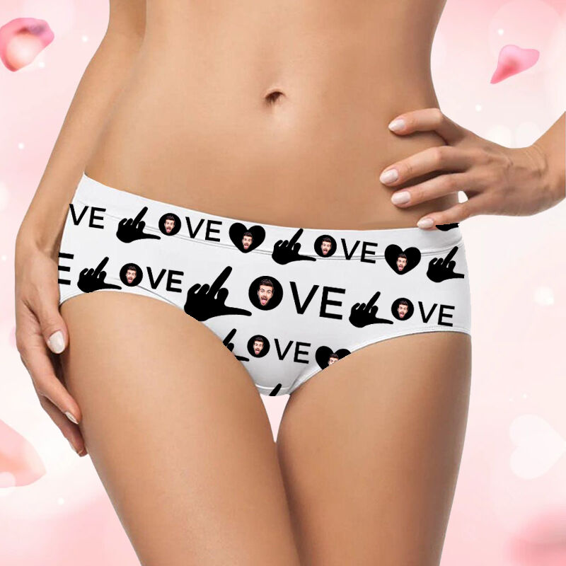 Personalized Picture Women's Underwear "Love" Words Design Sweet Valentine's Day Gift