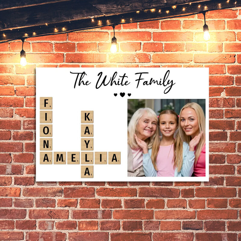 Personalized Picture Canvas Wall Art with Custom Crossword Best Gift for Your Love