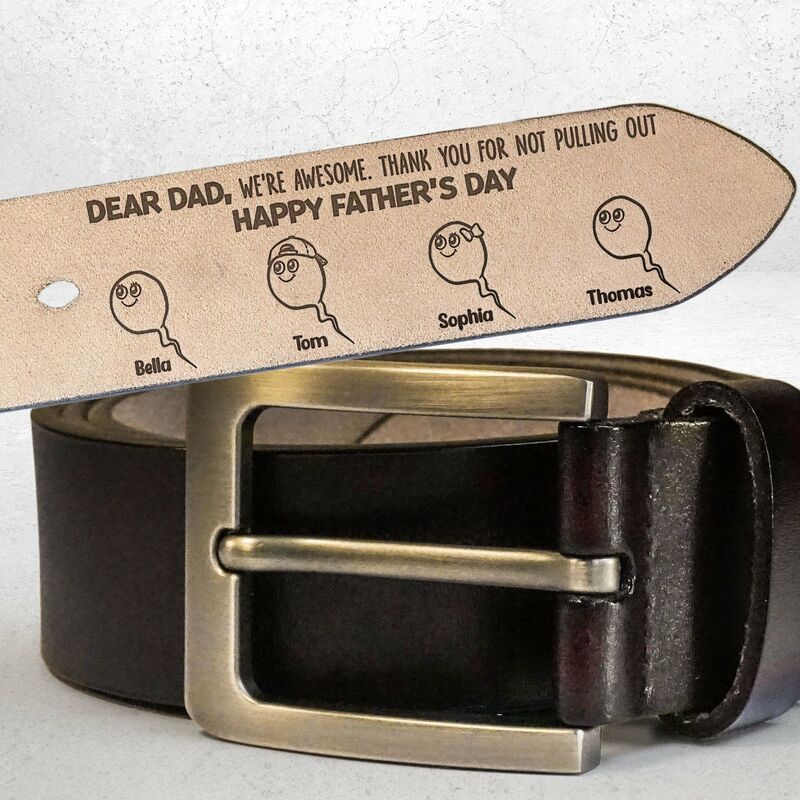 Personalizedleather Belt Engraved Names Funny and Practical Gifts for Father's Day