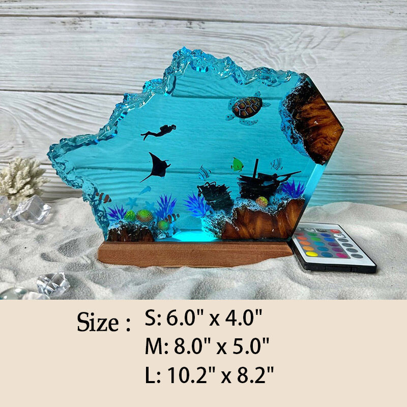 Turtle And Scuba Diver Resin Night Light Special Gift for Friend