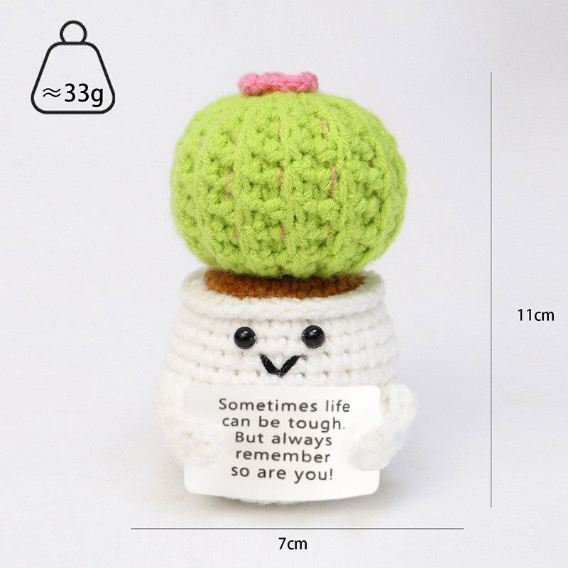 Handmade Crochet Cactus Positive Doll Creative Gift for Brother