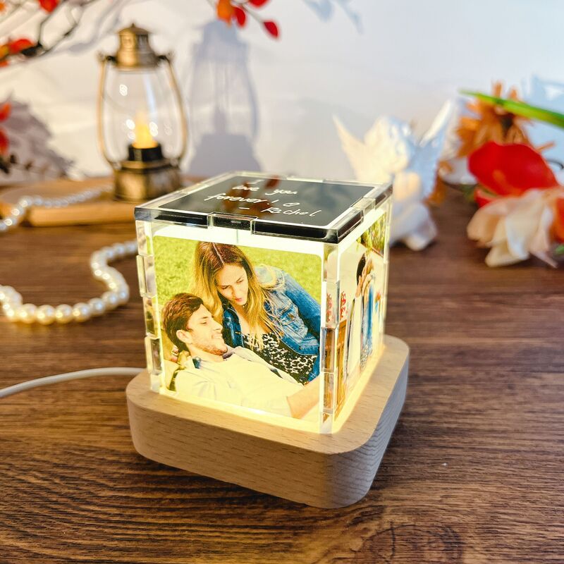 Cube Acrylique Photo Personnalisé Cadeau Précieux pour la Saint Valentin