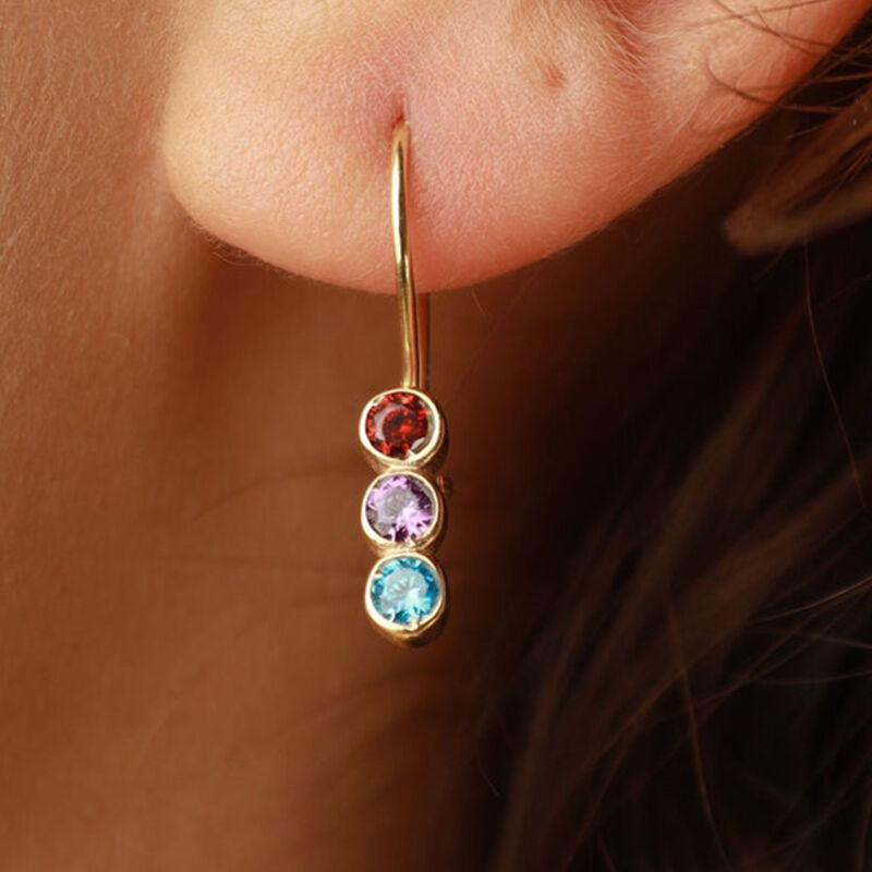 Personalized Round Birthstone Earrings Exquisite Gift for Mother's Day